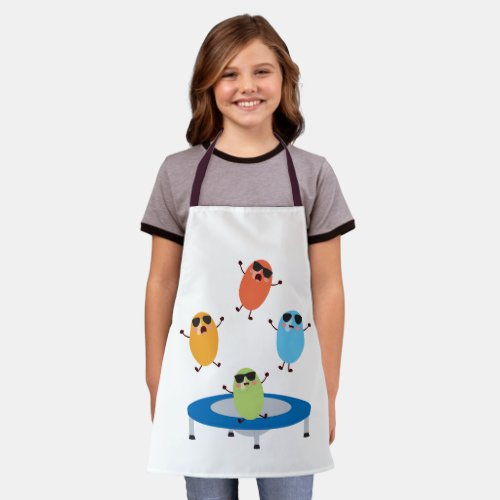 Cute Jumping Candy Beans Wearing Sunglasses Apron