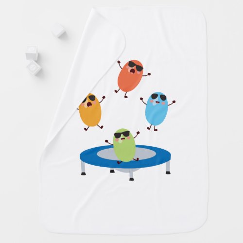 Cute Jumping Candy Beans Wearing Sunglasses Baby Blanket