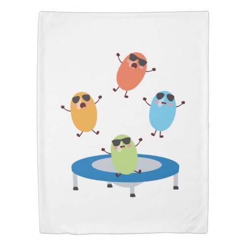 Cute Jumping Candy Beans Wearing Sunglasses Duvet Cover
