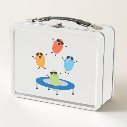 Cute Jumping Candy Beans Wearing Sunglasses Metal Lunch Box