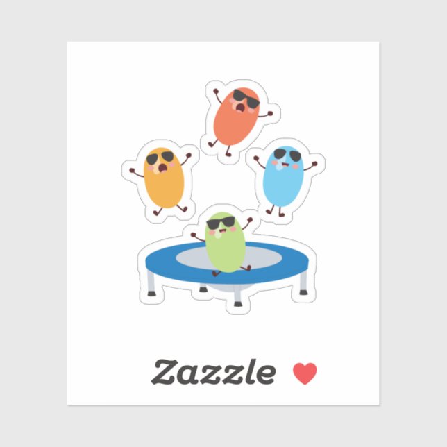 Cute Jumping Candy Beans Wearing Sunglasses Sticker (Sheet)