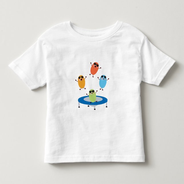 Cute Jumping Candy Beans Wearing Sunglasses Toddler T-shirt (Front)