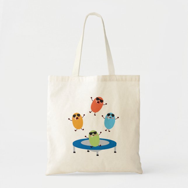 Cute Jumping Candy Beans Wearing Sunglasses Tote Bag (Front)