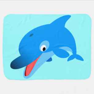 Cute Jumping Cartoon Dolphin Baby Blanket