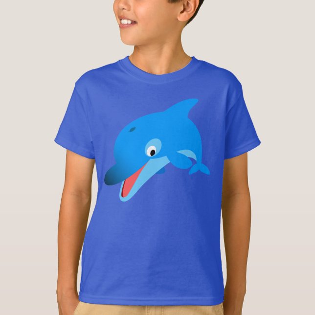 Cute Jumping Cartoon Dolphin Children T-Shirt (Front)