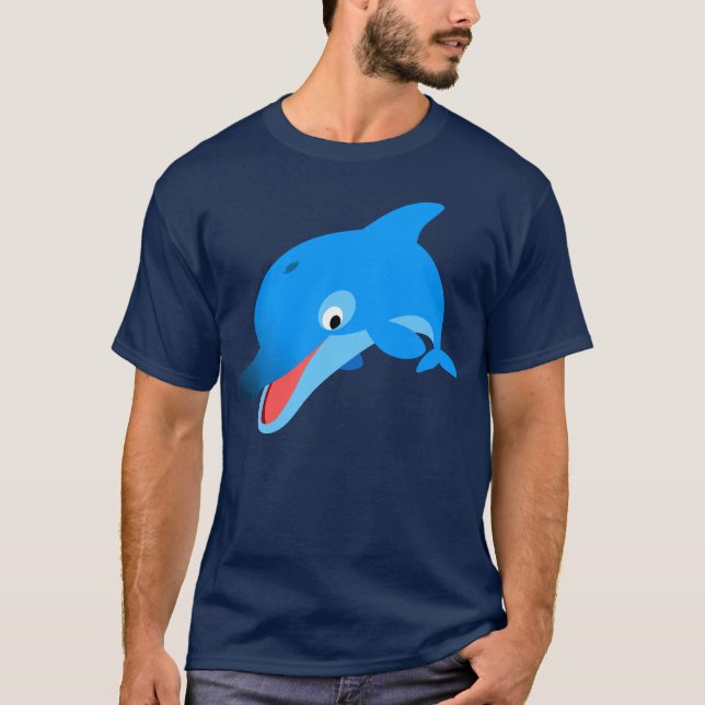 Cute Jumping Cartoon Dolphin T-Shirt (Front)