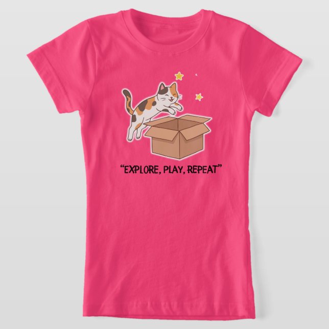 Cute Jumping Cat Girls T-Shirt (Laydown)