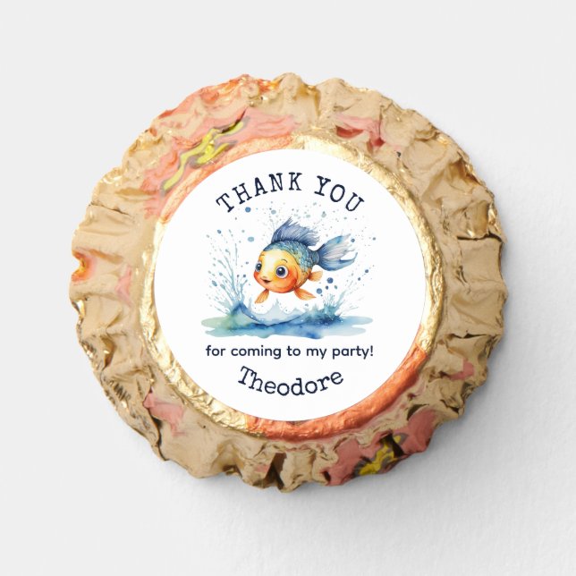 Cute Jumping Fish Kids Birthday Party Thank You Reese's Peanut Butter Cups (Front)
