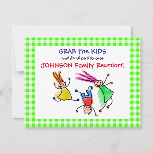 Cute Jumping Kids Family Reunion Invitation