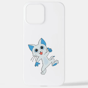 CUTE JUMPING LIGHT CYAN KITTEN WITH BLUE EYES,EARS iPhone 12 PRO MAX CASE