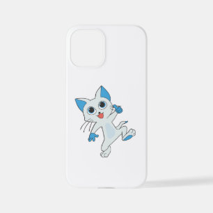 CUTE JUMPING LIGHT CYAN KITTEN WITH BLUE EYES,EARS iPhone 12 MINI CASE