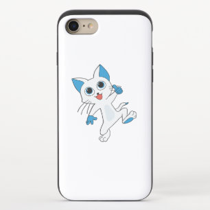 CUTE JUMPING LIGHT CYAN KITTEN WITH BLUE EYES,EARS iPhone 8/7 SLIDER CASE