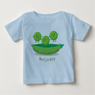 Cute jumping peas in pod cartoon illustration baby T-Shirt