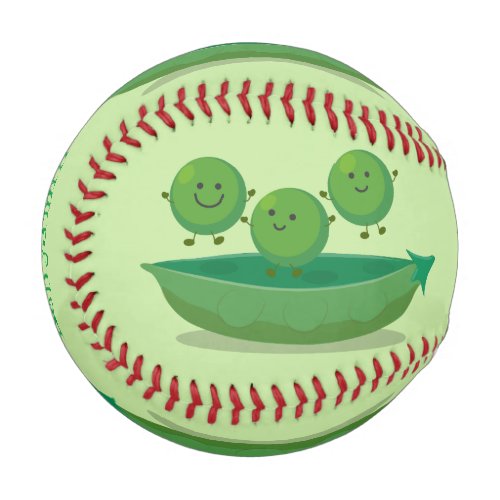 Cute jumping peas in pod cartoon illustration baseball