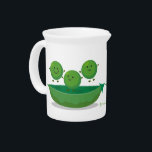 Cute jumping peas in pod cartoon illustration beverage pitcher<br><div class="desc">These 3 garden peas are having fun as they jump in their pod! Drawn in cute cartoon illustration style.</div>