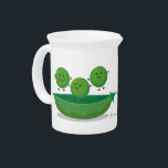 Cute jumping peas in pod cartoon illustration beverage pitcher<br><div class="desc">These 3 garden peas are having fun as they jump in their pod! Drawn in cute cartoon illustration style.</div>