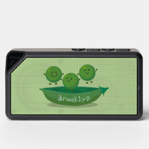 Cute jumping peas in pod cartoon illustration bluetooth speaker