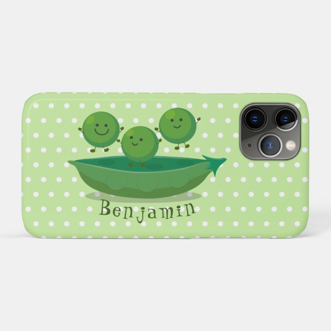 Cute jumping peas in pod cartoon illustration Case-Mate iPhone case (Back (Horizontal))