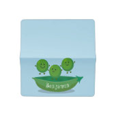 Cute jumping peas in pod cartoon illustration checkbook cover (Open)