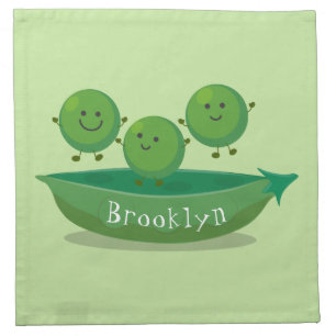 Cute jumping peas in pod cartoon illustration cloth napkin
