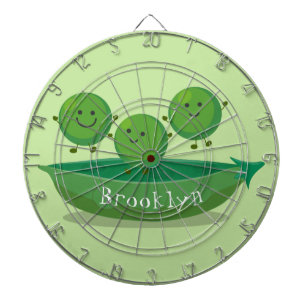Cute jumping peas in pod cartoon illustration dart board