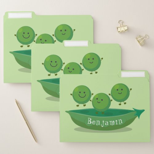 Cute jumping peas in pod cartoon illustration file folder