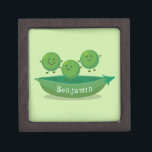 Cute jumping peas in pod cartoon illustration gift box<br><div class="desc">These 3 garden peas are having fun as they jump in their pod! Drawn in cute cartoon illustration style.</div>