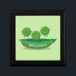 Cute jumping peas in pod cartoon illustration gift box<br><div class="desc">These 3 garden peas are having fun as they jump in their pod! Drawn in cute cartoon illustration style.</div>