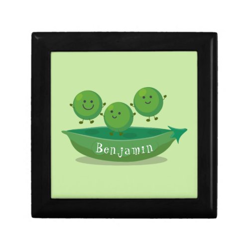 Cute jumping peas in pod cartoon illustration gift box