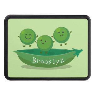 Cute jumping peas in pod cartoon illustration hitch cover