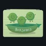 Cute jumping peas in pod cartoon illustration iPad mini cover<br><div class="desc">These 3 garden peas are having fun as they jump in their pod! Drawn in cute cartoon illustration style.</div>