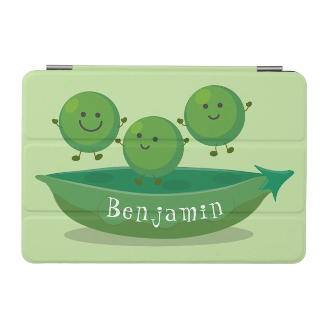 Cute jumping peas in pod cartoon illustration iPad mini cover (Horizontal)