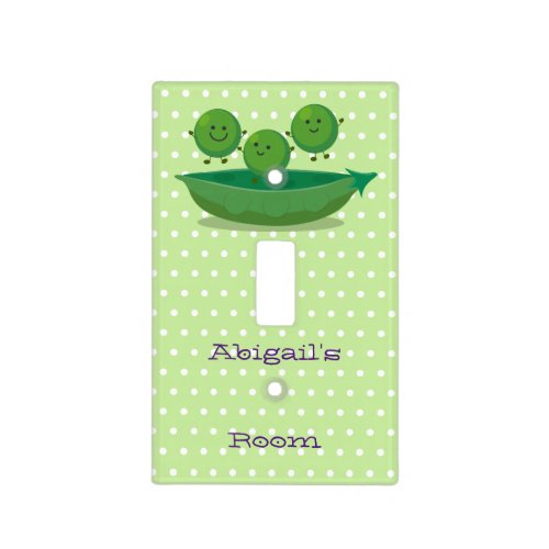 Cute jumping peas in pod cartoon illustration  light switch cover
