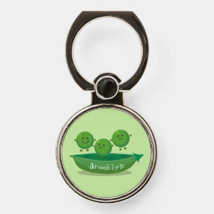 Cute jumping peas in pod cartoon illustration phone ring stand