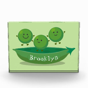 Cute jumping peas in pod cartoon illustration photo block