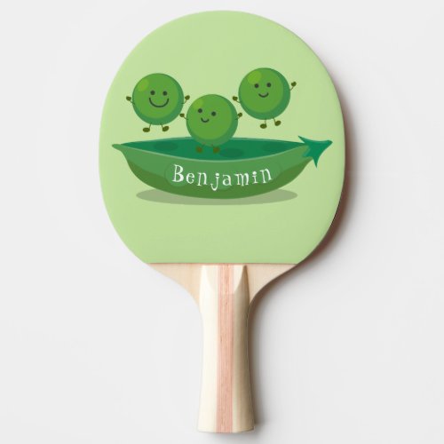 Cute jumping peas in pod cartoon illustration ping pong paddle
