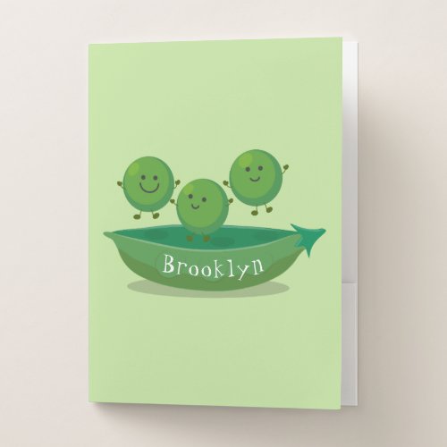 Cute jumping peas in pod cartoon illustration pocket folder