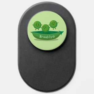Cute jumping peas in pod cartoon illustration PopSocket