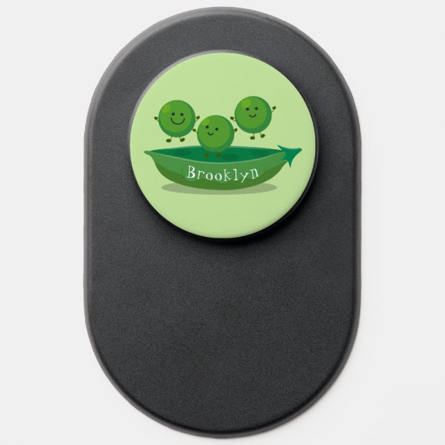 Cute jumping peas in pod cartoon illustration PopSocket (Popsocket)