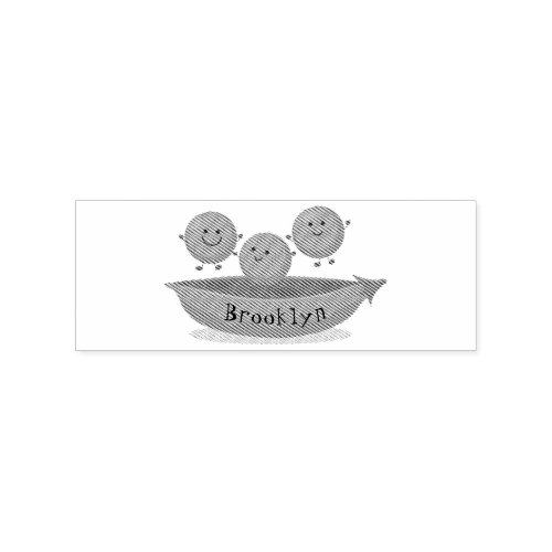 Cute jumping peas in pod cartoon illustration  rubber stamp