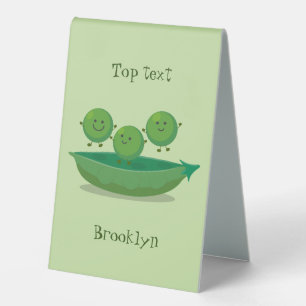 Cute jumping peas in pod cartoon illustration table tent