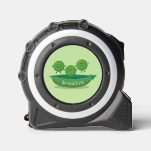 Cute jumping peas in pod cartoon illustration tape measure