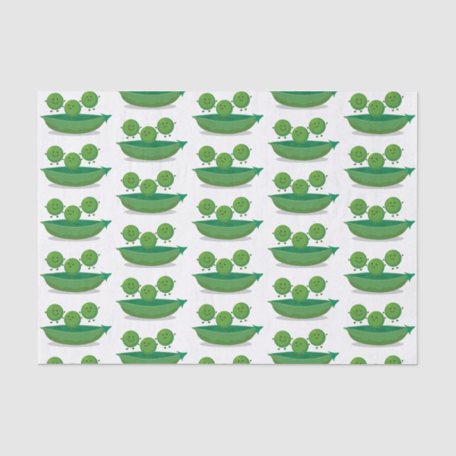 Cute jumping peas in pod cartoon illustration tissue paper (Front)