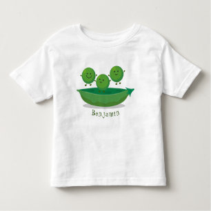 Cute jumping peas in pod cartoon illustration toddler t-shirt