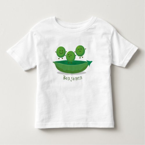 Cute jumping peas in pod cartoon illustration toddler t_shirt