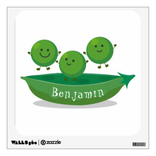 Cute jumping peas in pod cartoon illustration wall decal