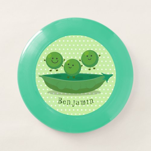 Cute jumping peas in pod cartoon illustration Wham_O frisbee