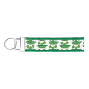 Cute jumping peas in pod cartoon illustration wrist keychain