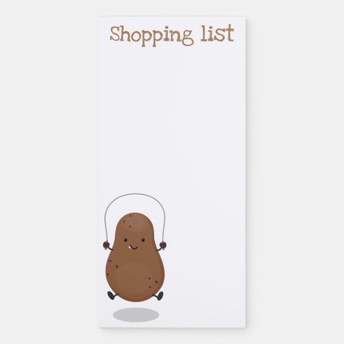 Cute jumping potato green cartoon illustration magnetic notepad