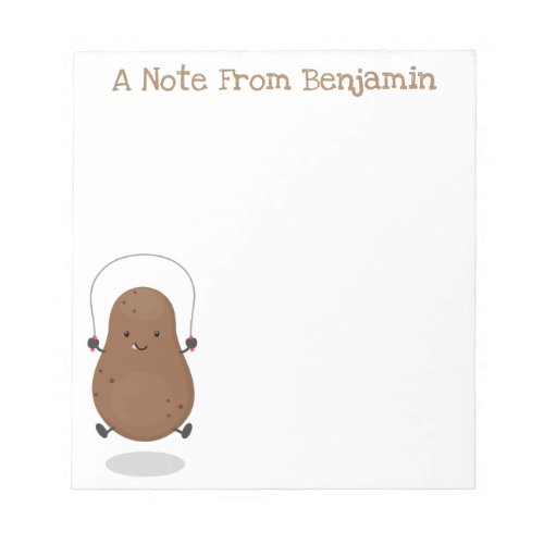 Cute jumping potato green cartoon illustration notepad